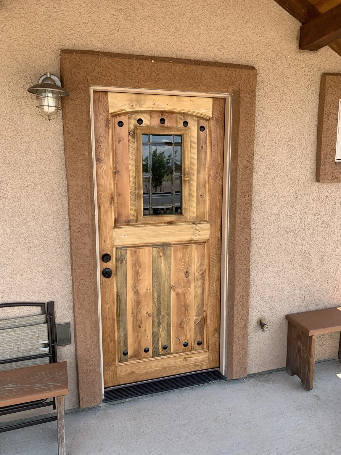 Installed custom glass entry door