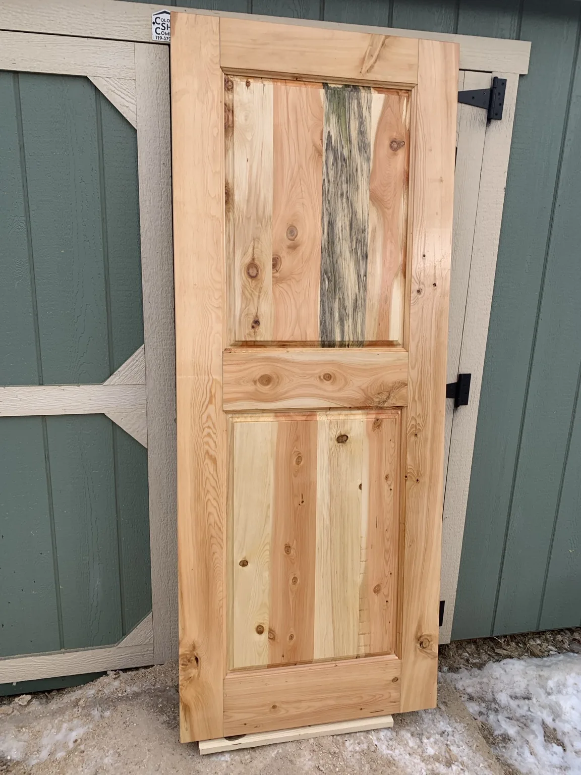 Natural solid wood two-panel door