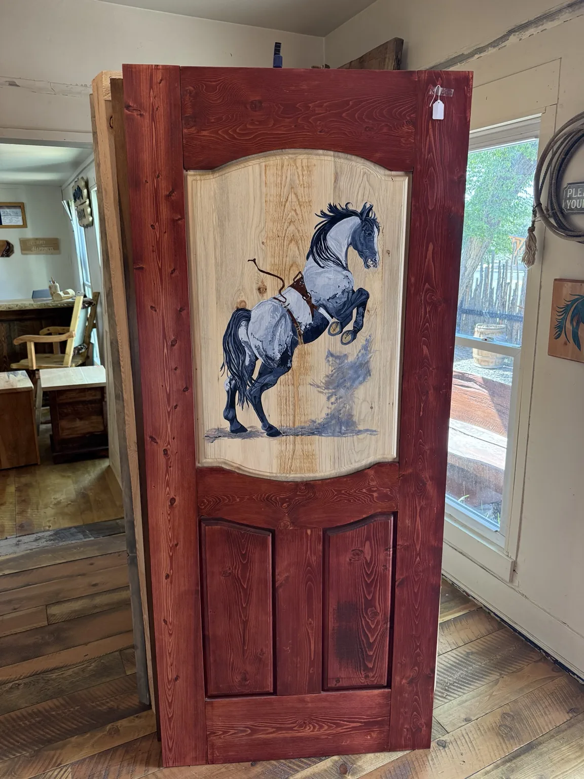 Hand-painted horse panel door